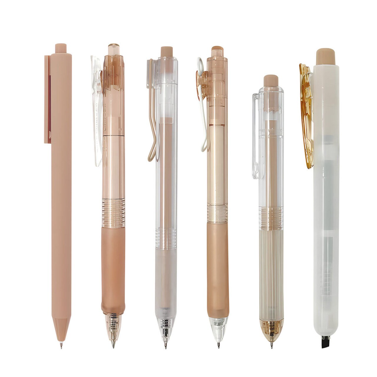 Wrapables Retractable Rollerball Pens and Highlighter Set, 0.5mm Black Gel Ink Pens for Home, Office, Stationery (Set of 6)